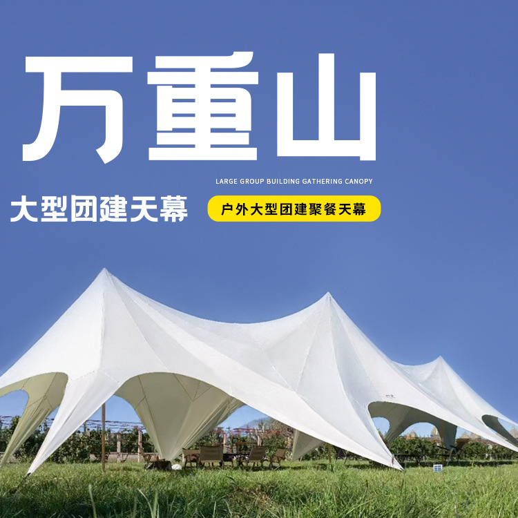户外云顶万重山超大型三峰帐篷露营穹顶天幕八爪鱼单双峰莲花天幕